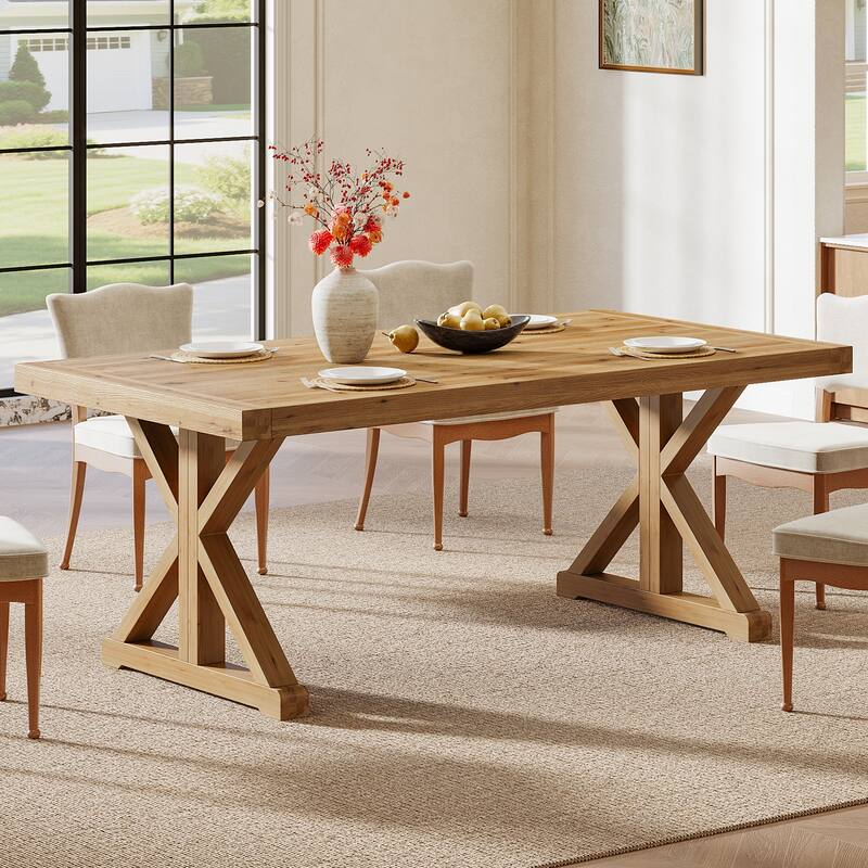 63" Long Solid Wood Dining Table, Rectangular Kitchen Table