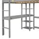 preview thumbnail 9 of 25, Full Loft Bed Pine Kids Bed with Desk Shelves and Ladder, Grey