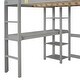 preview thumbnail 9 of 25, Full Loft Bed Pine Kids Bed with Space Storage Bulit-in Desk Shelves and Ladder, Grey