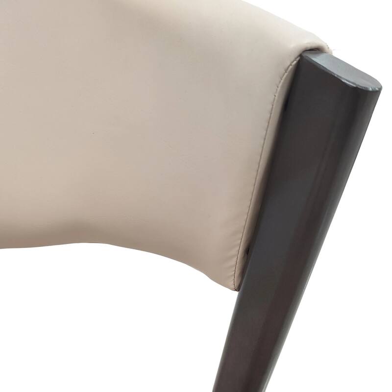Modern Leather Dining Chair - Upholstered Accent Chair with Metal Legs, Curved Open Back & No Assembly - For Kitchen or Office