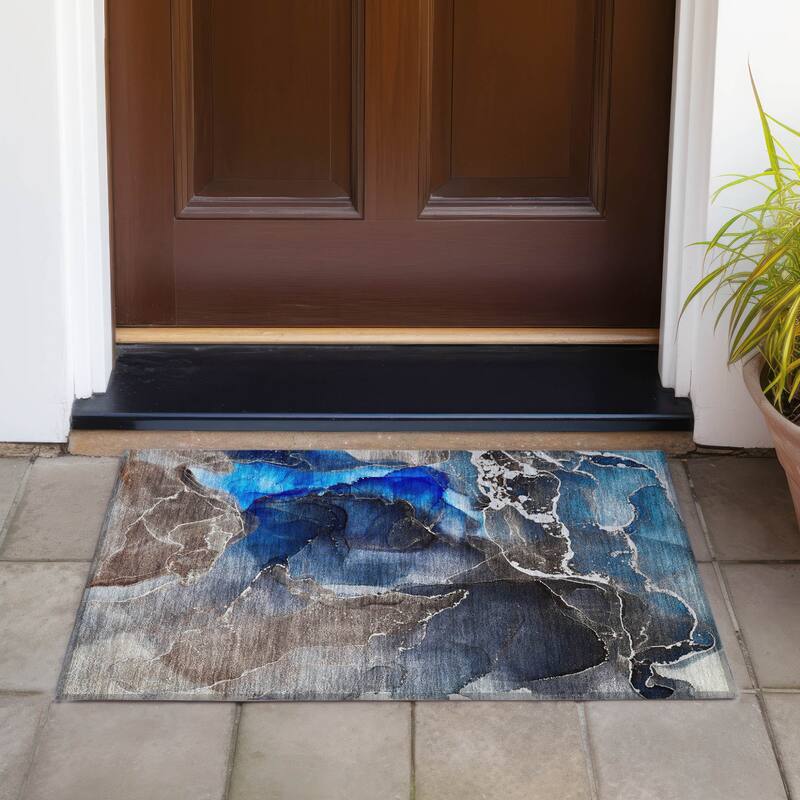 Dava Artistic Abstract Weather Resistant Current & Stylish Outdoor Rug