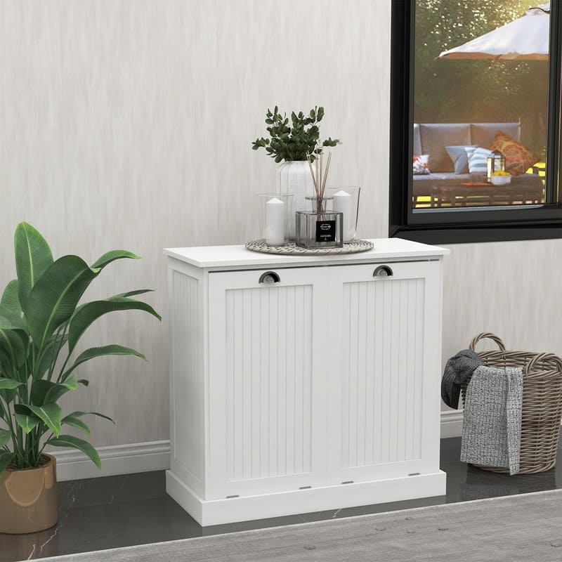 Two-Compartment Cabinet Tilt-Out Laundry Sorter