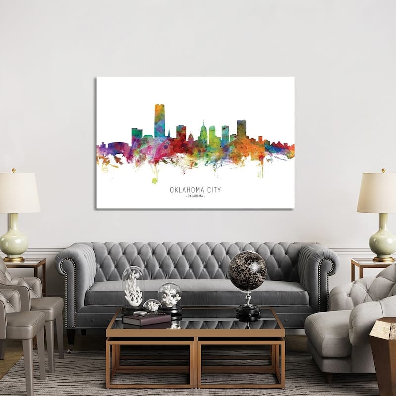 iCanvas "Oklahoma City Skyline" by Michael Tompsett Canvas Print