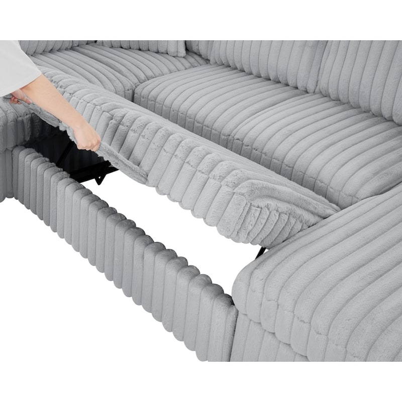 122" Oversized U Shape Sectional Sleeper Sofa Bed with USB Ports and Comfy Upholstered