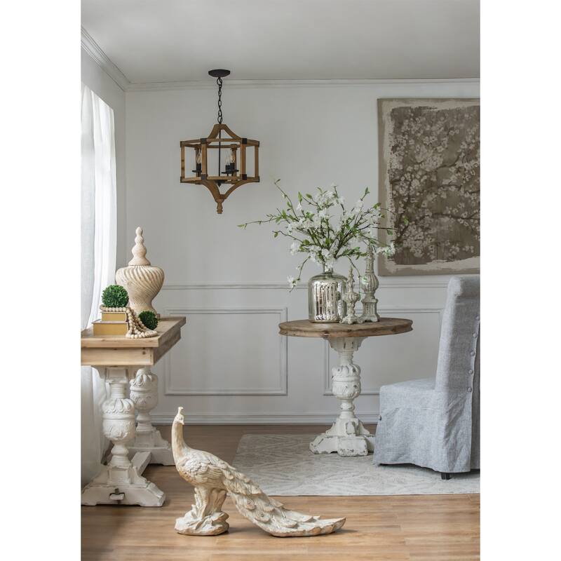 3 - Light Wood Drum Chandelier