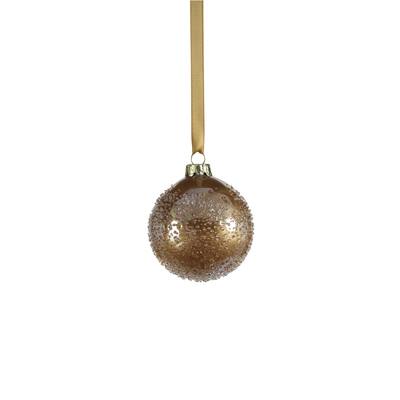 3.25" Sugar Bead Luster Gold Glass Ball Ornaments, Set of 6