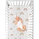 preview thumbnail 4 of 4, Boho Rainbow Girl Fitted Crib Sheet - Blush Pink Dusty Rose Gold Yellow Mauve Taupe Beige Tan Bohemian Stars Celestial Vintage