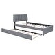 preview thumbnail 21 of 24, Eye-catching Design Teddy Fleece Upholstered Platform Bed with Twin Trundle, LED Light, Full Size