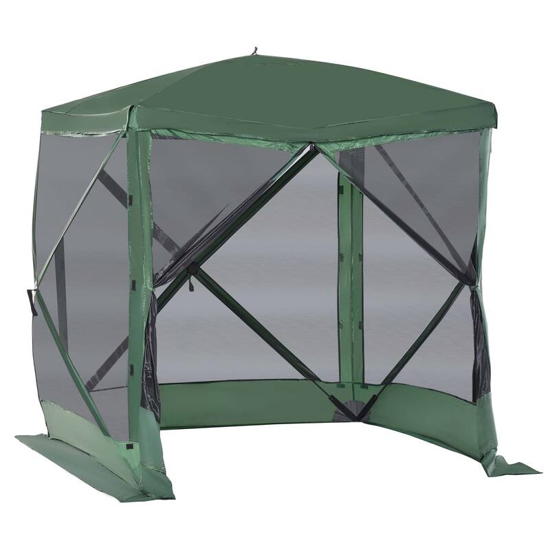 Outsunny 7'x7' Pop Up Camping Canopy Tent with Ventilating Mesh Screen, Portable Carry Bag for Outdoor Party
