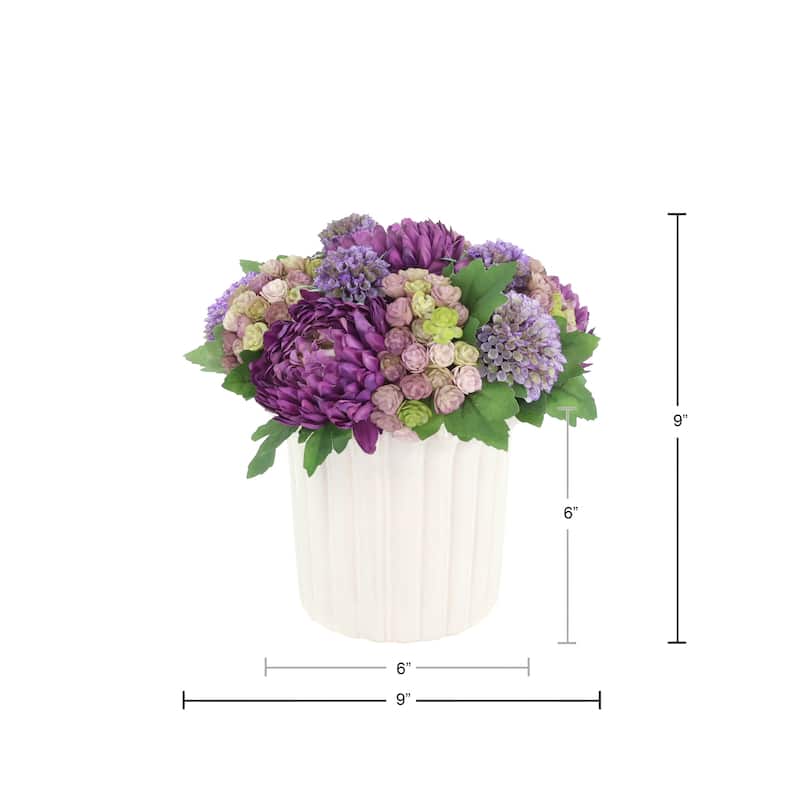 Floral Centerpiece with Dahlias, Mums and Succulents - 9