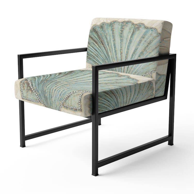 Designart "Seastar And Blue Sea Shell II" Upholstered Nautical & Coastal Accent Chair - Arm Chair