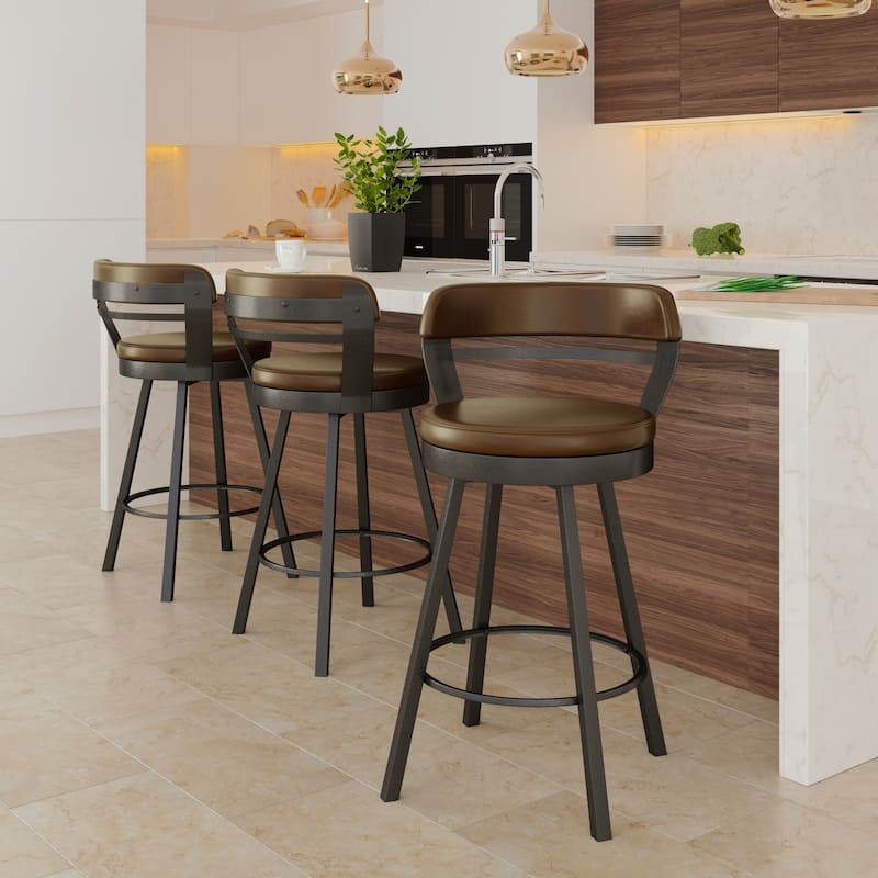 Tempo Furniture Akron Swivel 26" Counterstools/30" Barstools Palladium Gray Powder Coat Finish (Set of 2) by Furnish Theory