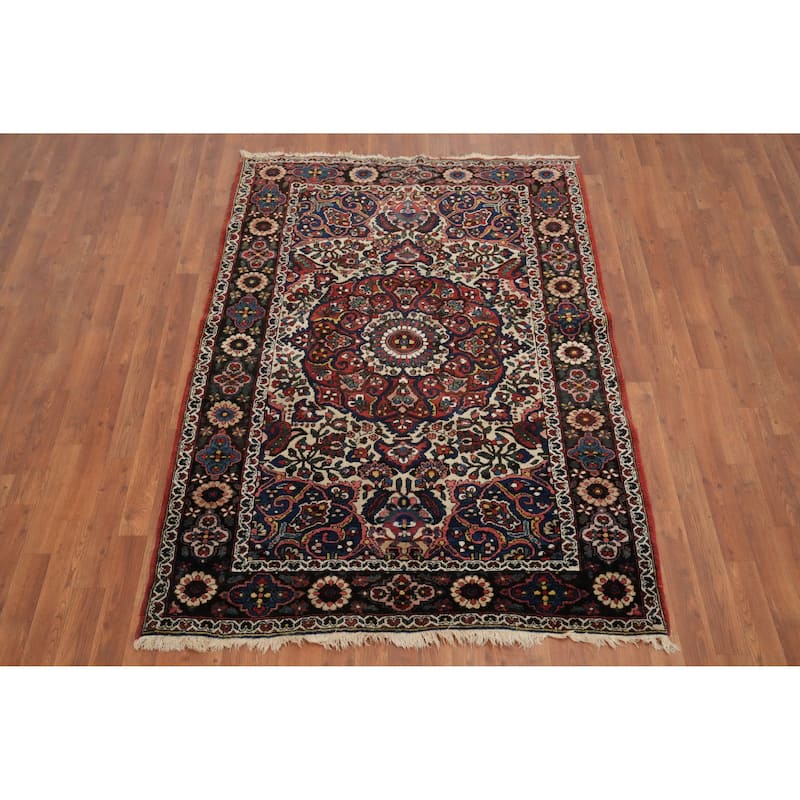 Hand Knotted Oriental 100% Wool Carpet Traditional Floral Beige & Ivories Bakhtiari Area Rug - 6' 3'' X 4' 6''