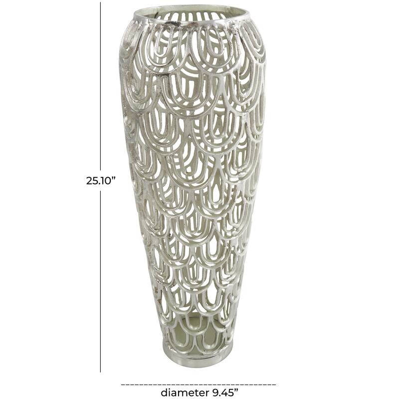 Aluminum Metal Geometric Tall Art Deco Inspired Arched Decorative Vase - Gold or Silver - Roche River Decor