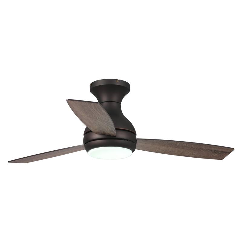 48" Bronze 3-Blade Integrated LED Flush Mount Ceiling Fan with Remote