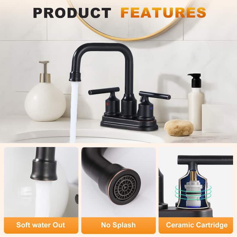 WOWOW 4 in. Centerset Double Handle Bathroom Faucet