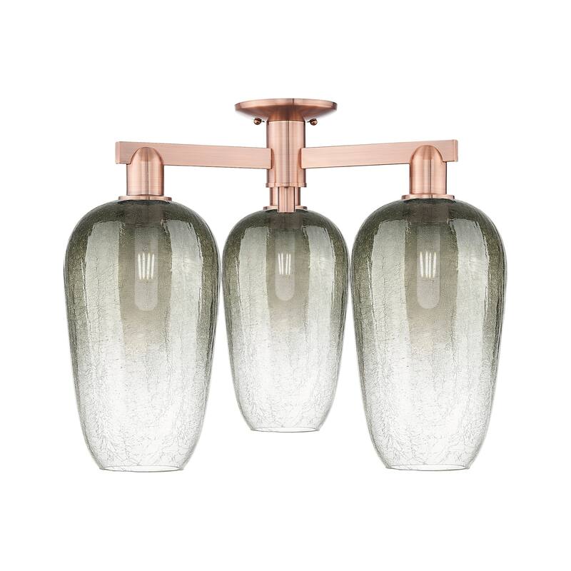 Innovations Lighting 716-3F-17-25 Brookhaven Flute Semi-Flush - Antique Copper / Slate