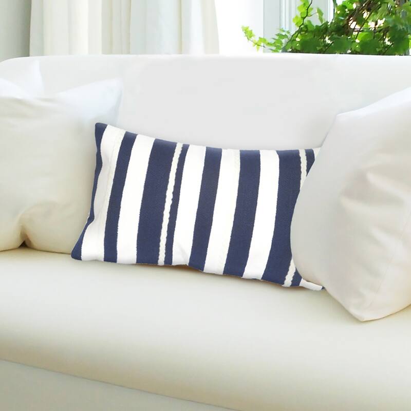 Liora Manne Visions II Marina Stripe Indoor/Outdoor Pillow Marine 12"X20"