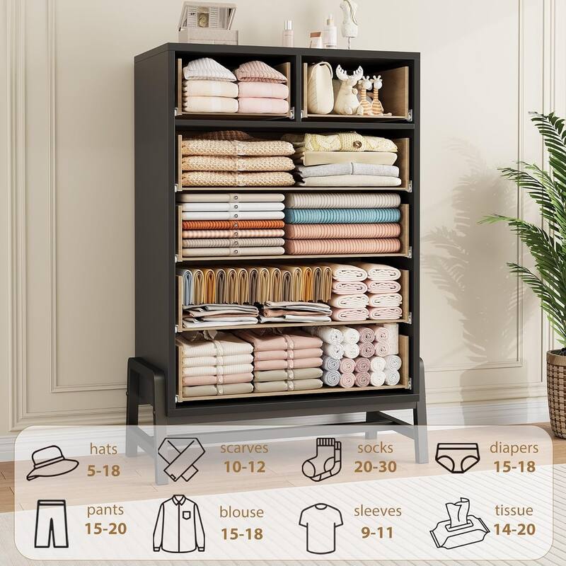 6 - Drawer Dresser for Bedroom, 46.6" Tall Dresser, Tall Drawer with Storage Freestanding