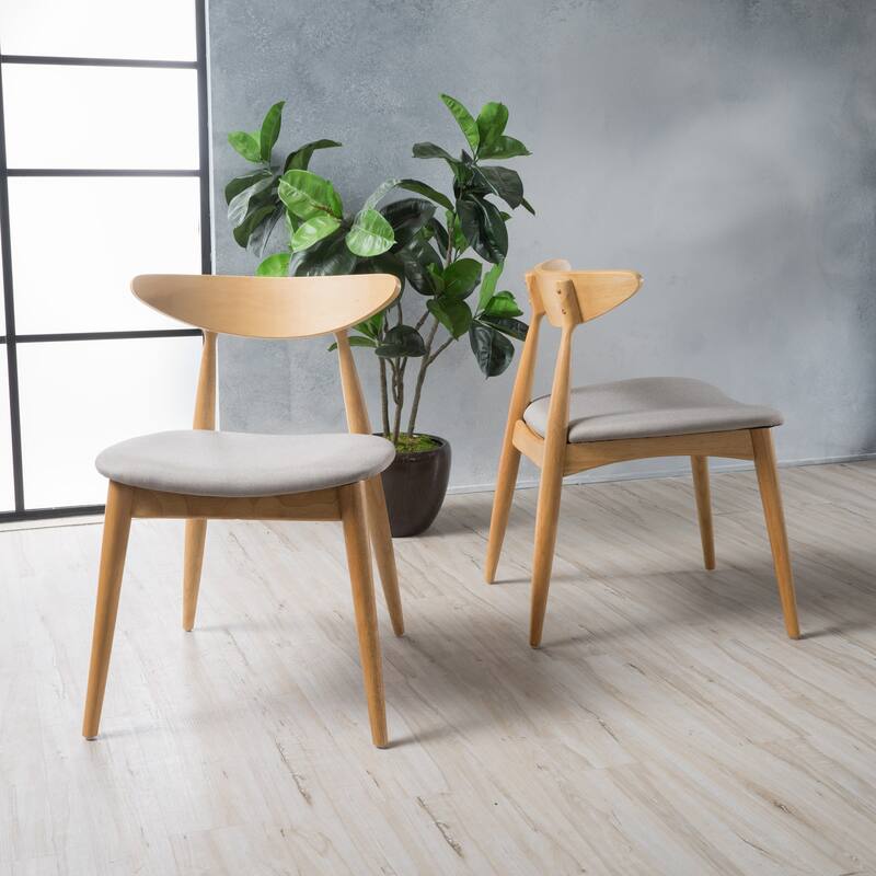 Barron Mid-century Dining Chairs (Set of 2) by Christopher Knight Home - 22.50" W x 19.75" L x 28.75" H - Oak+Beige
