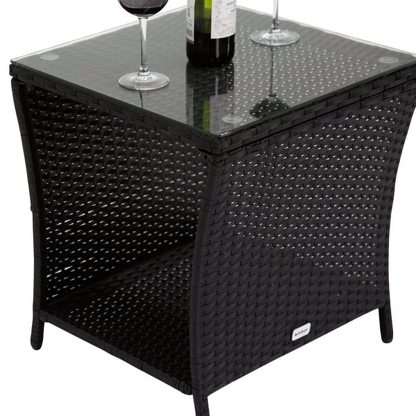 Wilminton Outdoor Square Wicker Side Table By Havenside Home Overstock 26455700 Black