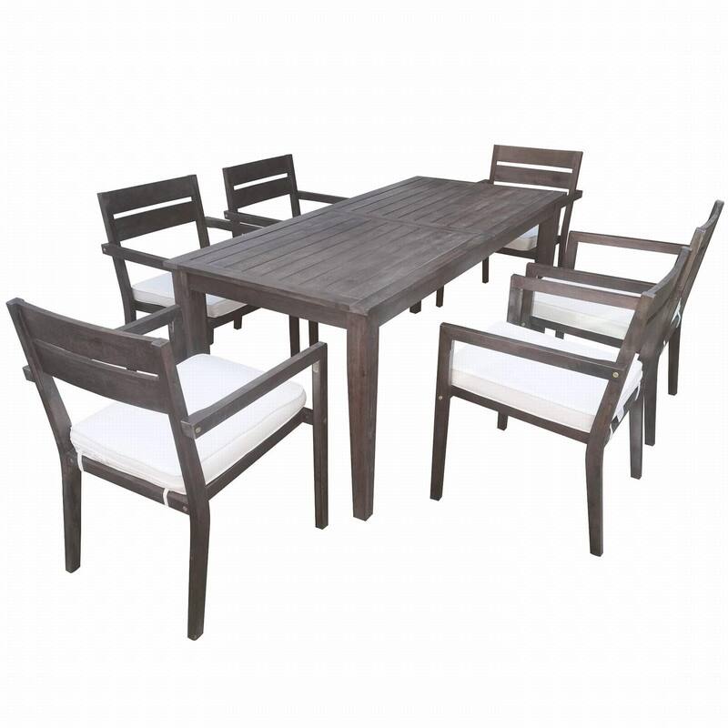 Acacia Wood 7-Piece Outdoor Dining Table and Chairs Set for Patio Balcony or Backyard Entertaining