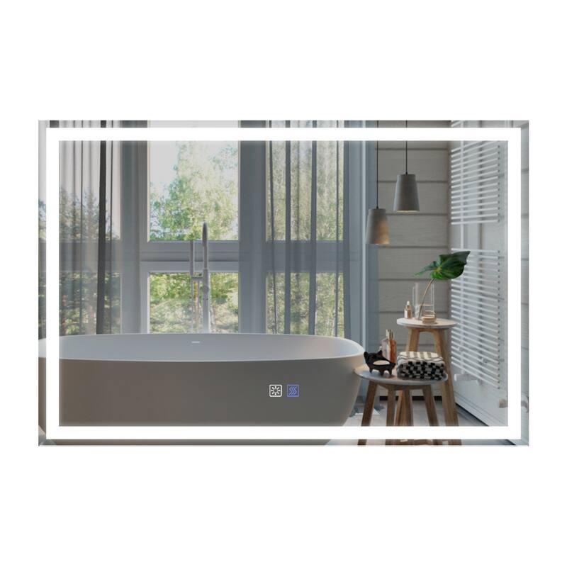 Wall Mounted Bathroom Rectangle Front And Back light LED Mirror With Anti Fog And Dimmable