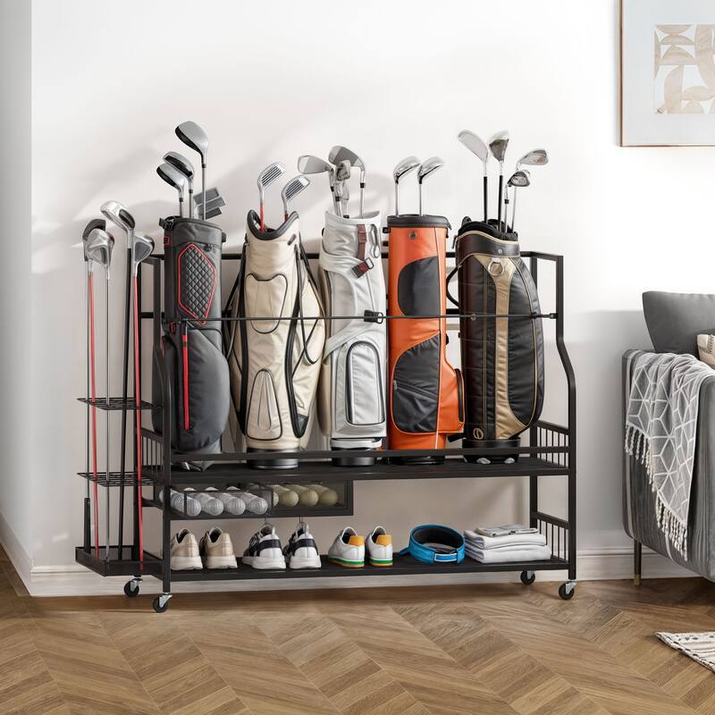 Moasis 3/5 Golf Bag Organizer Stand Holder with Wheels