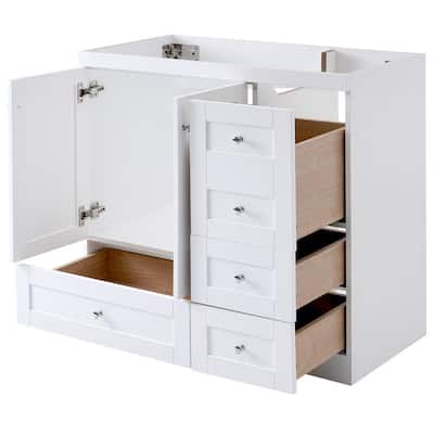 36" White Bathroom Vanity with 2 Doors and 4 Drawers (Sink not included)
