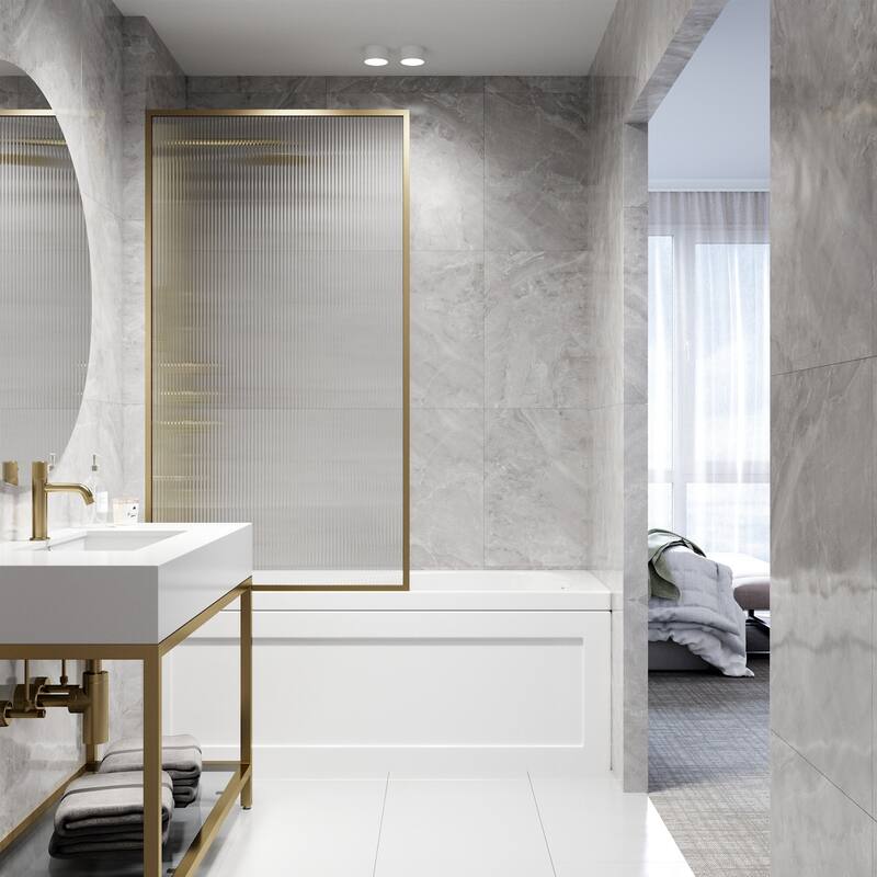 Vigo VG6077FL3462 Meridian 62" High x 34" Wide Shower Screen Framed