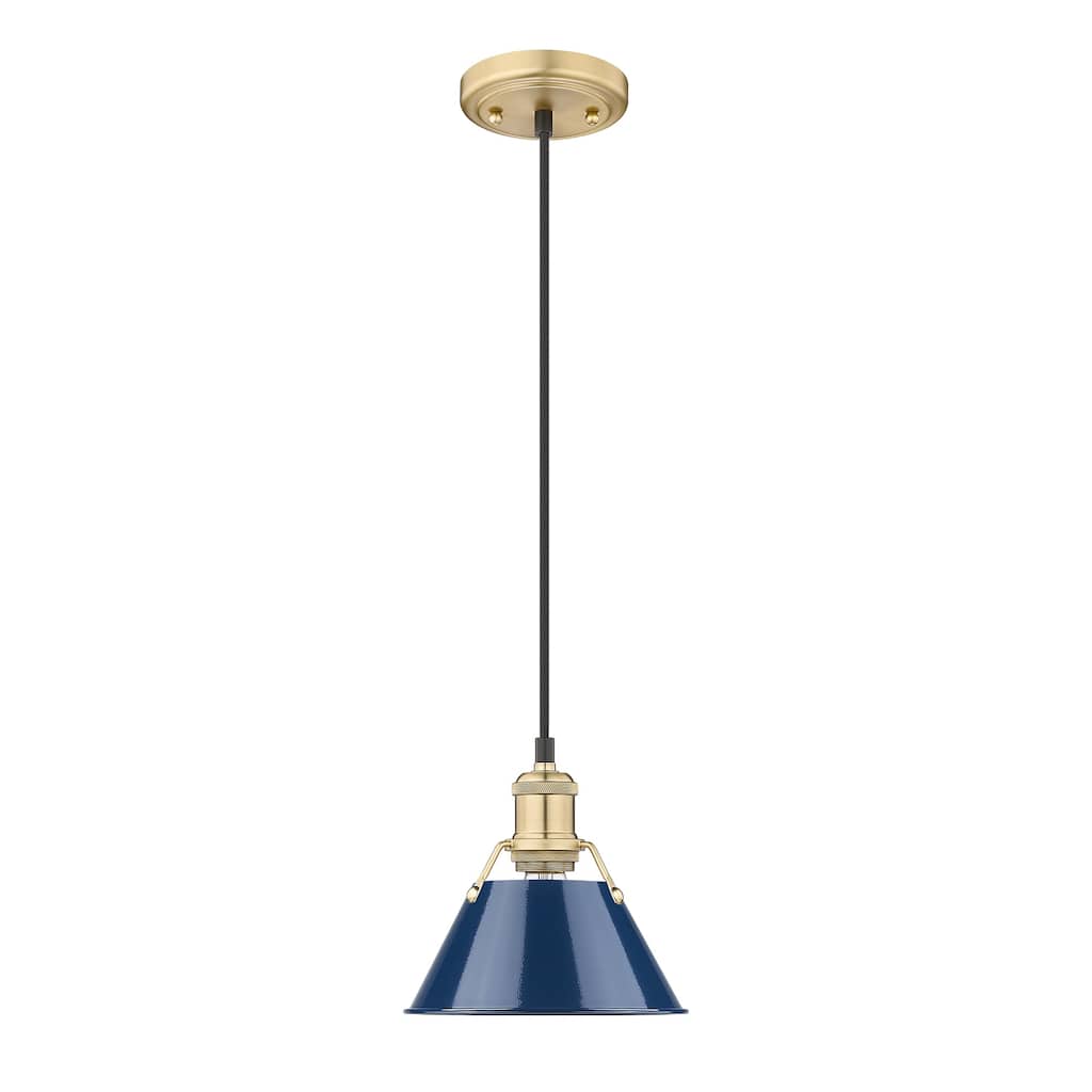 Orwell 7.5" Wide Small Pendant in Brushed Champagne Bronze with Matte Navy - Gold