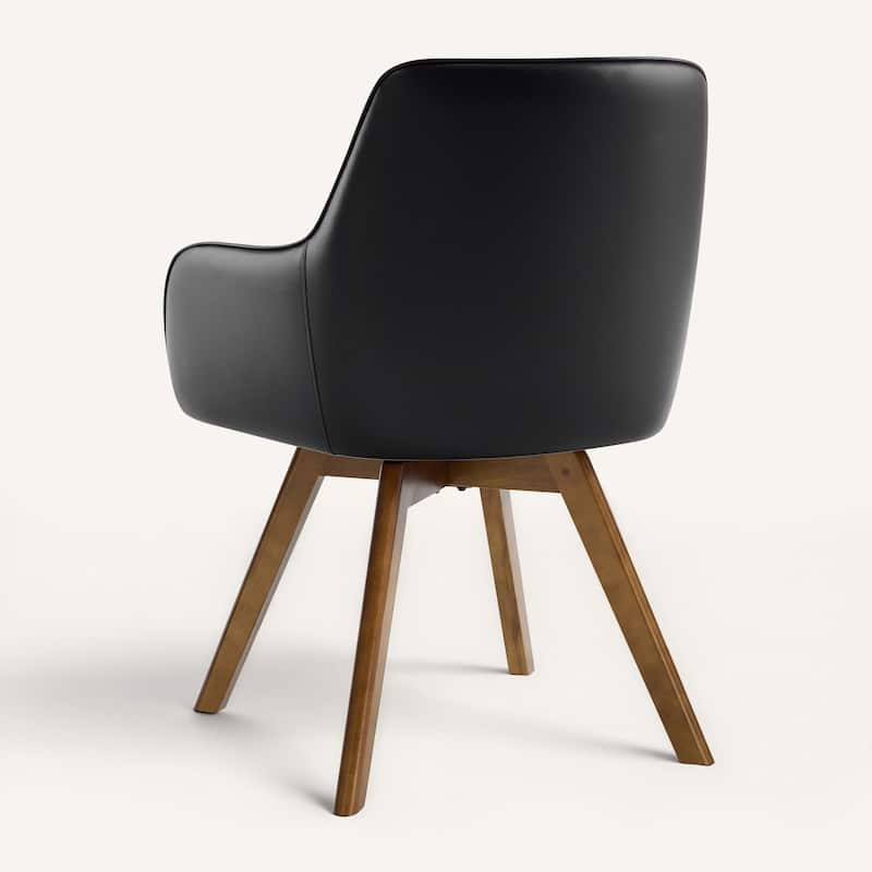 Swivel Upholstered Dining Chair Set of 2 Armchair with Beech Wood Legs - 33.3" H x 23.2" W x 22.4" D