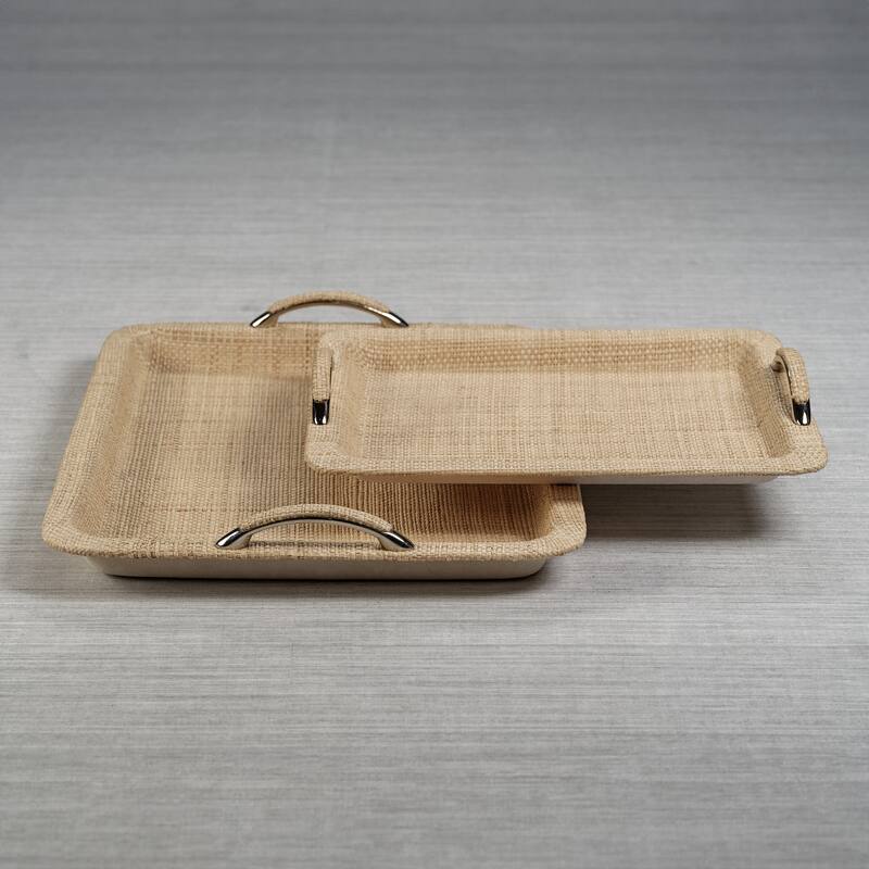 Annecy Raffia and Chambray Serving Tray