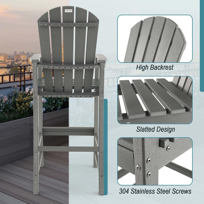 Outdoor High BackChair Patio Tall Adirondack Chair Bar Height Stool