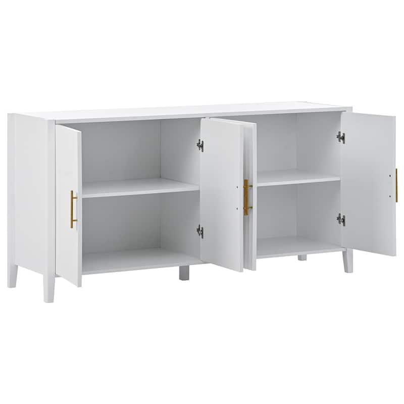 Classic Style Wooden Storage Cabinet - Timeless Design with Metal Handles.
