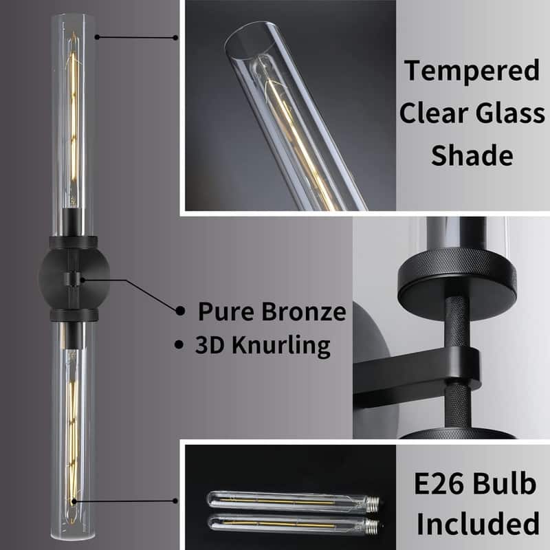 KAYLA Modern Glass Wall Sconces, Indoor Wall Lighting Wall Light Fixtures, Vanity Light with Glass Shade(2-Sets)