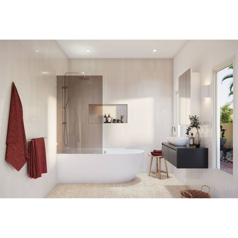 Glass Warehouse BTBF-34 Ursa 58-1/4" High x 34" Wide Shower Screen - Brushed Nickel