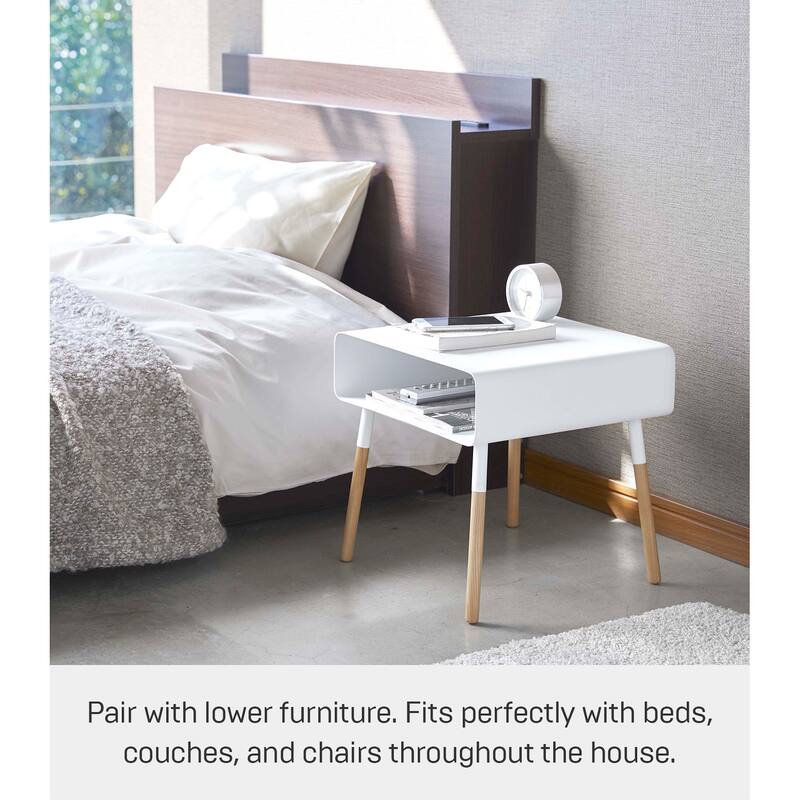 Yamazaki Home Storage Table - Two Sizes, Steel and Wood, Short, Holds 22 lbs, Minimal Assembly