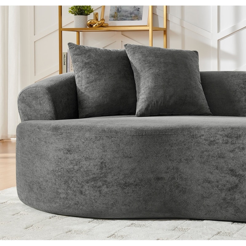 Modern Cloud 4-Seater Sectional Curved Sofa, Minimalist Compression Living Room Couch, No Assembly Needed
