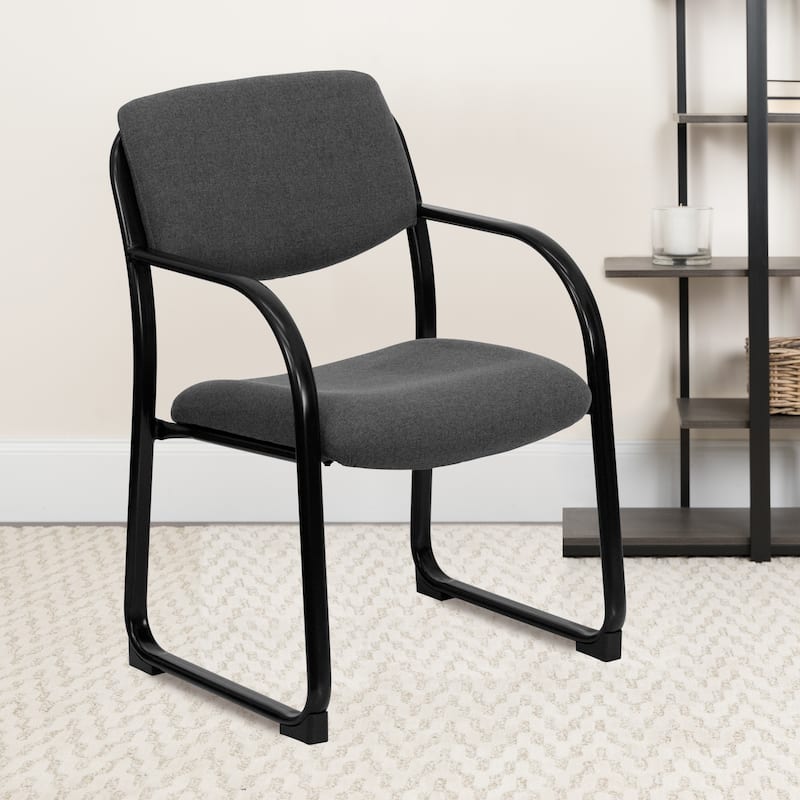 Fabric Executive Side Reception Chair with Sled Base - Grey