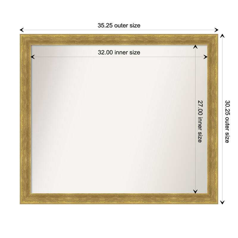 Angled Gold Framed Non-Beveled Custom Wall Mirror, Bathroom Vanity Mirror