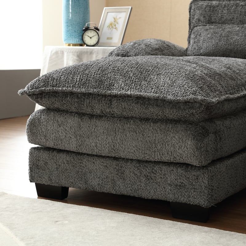 Gray Large Modular U-Shape Sectional Sofa with Throw Pillows
