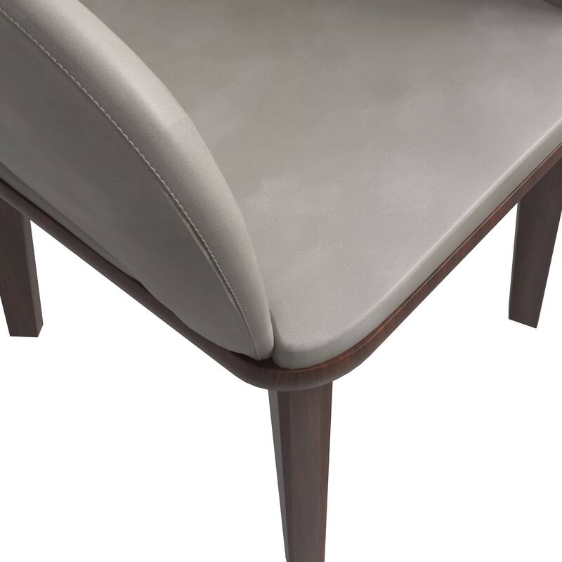 LeisureMod Vivara Leather Upholstered Dining Chair with Padded Seat - Mid-Century Arm Chair for Home Office Bar & Kitchen
