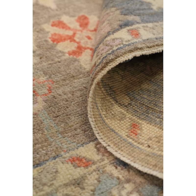 Hand Knotted Oriental 100% Wool Carpet Transitional All-Over Brown Oushak Area Rug - 6' 8'' X 5' 3''