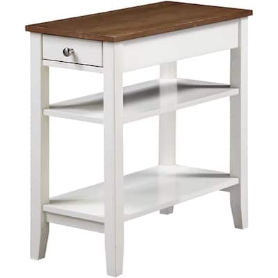 Three Tier End Table With Drawer - Modern Accent Table, Living Room Side Table, Bedroom Nightstand - 24