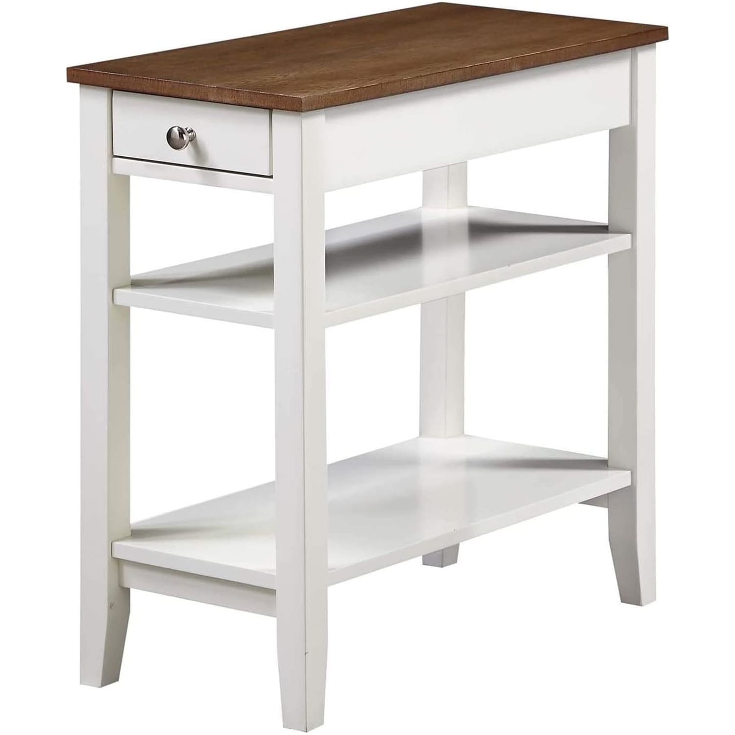 Three Tier End Table With Drawer - Modern Accent Table, Living Room Side Table, Bedroom Nightstand - 24