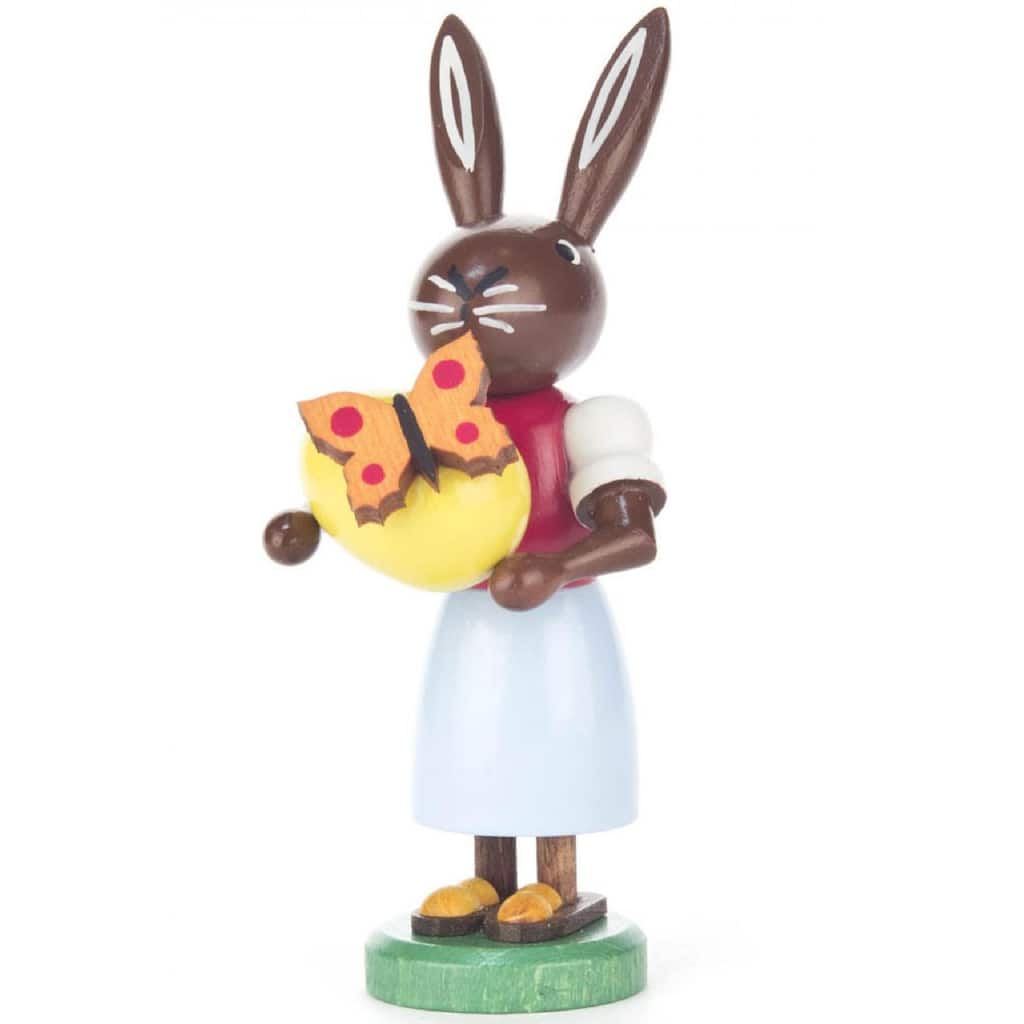 3.75" dregeno lady rabbit with egg and butterfly easter figure