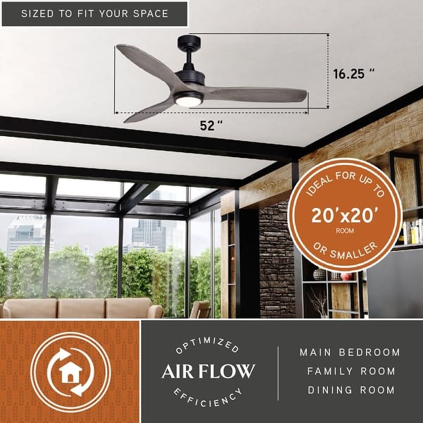 dimension image slide 0 of 2, Curtiss 52 in. Indoor Outdoor Propeller Ceiling Fan with Wooden Blades, Dimmable LED Light Kit and Remote Control, 3 Speeds
