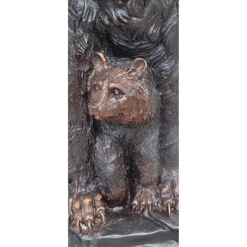 Mother Bear And Cubs - Bronze Metal Sculpture Statue Figure Signed Art Moigniez