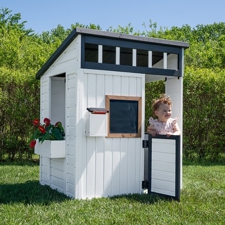 Backyard Discovery Caraway Cottage White Cedar Playhouse, Play Kitchen - 4'2" x 3'7"